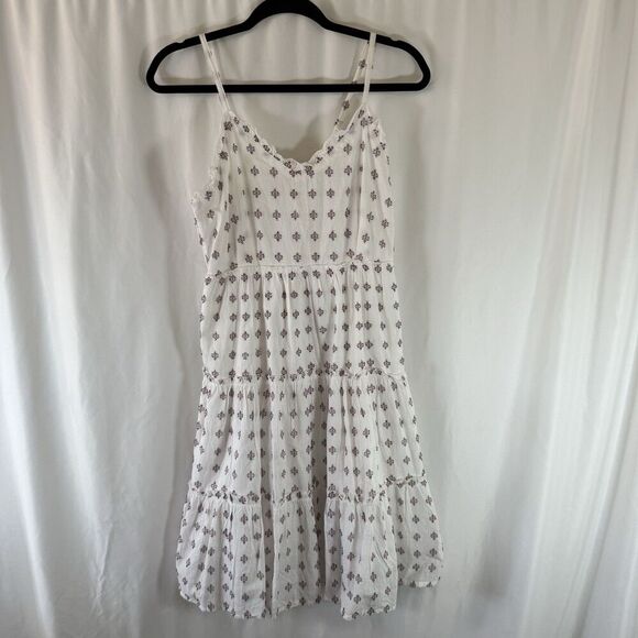 sim sam Dresses & Skirts - Sim and Sam Dress Women's Large White Embroidered Spaghetti Strap Tiered V-Neck